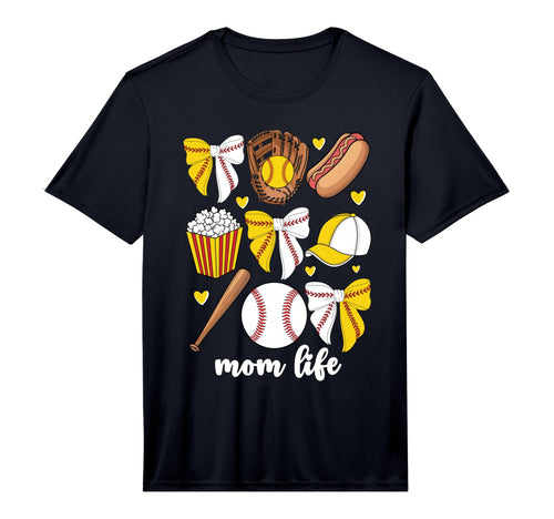 Mens Half Baseball And Softball Mom T-Shirt - Novelty Apparel for Adults - T-Shirt, Sweatshirt, Hoodie