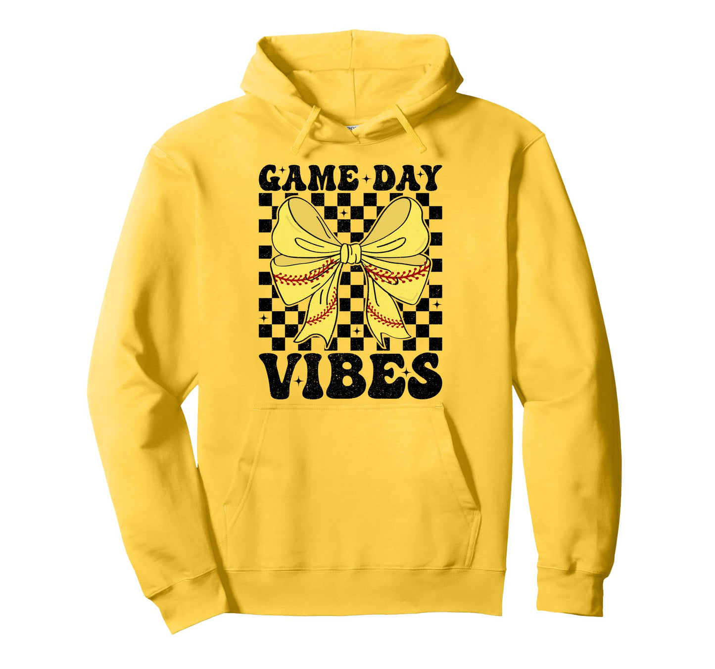 Game Day Vibes Coquette Bow Softball Mama Hoodie - Novelty Apparel Unisex - T-Shirt, Sweatshirt, Hoodie