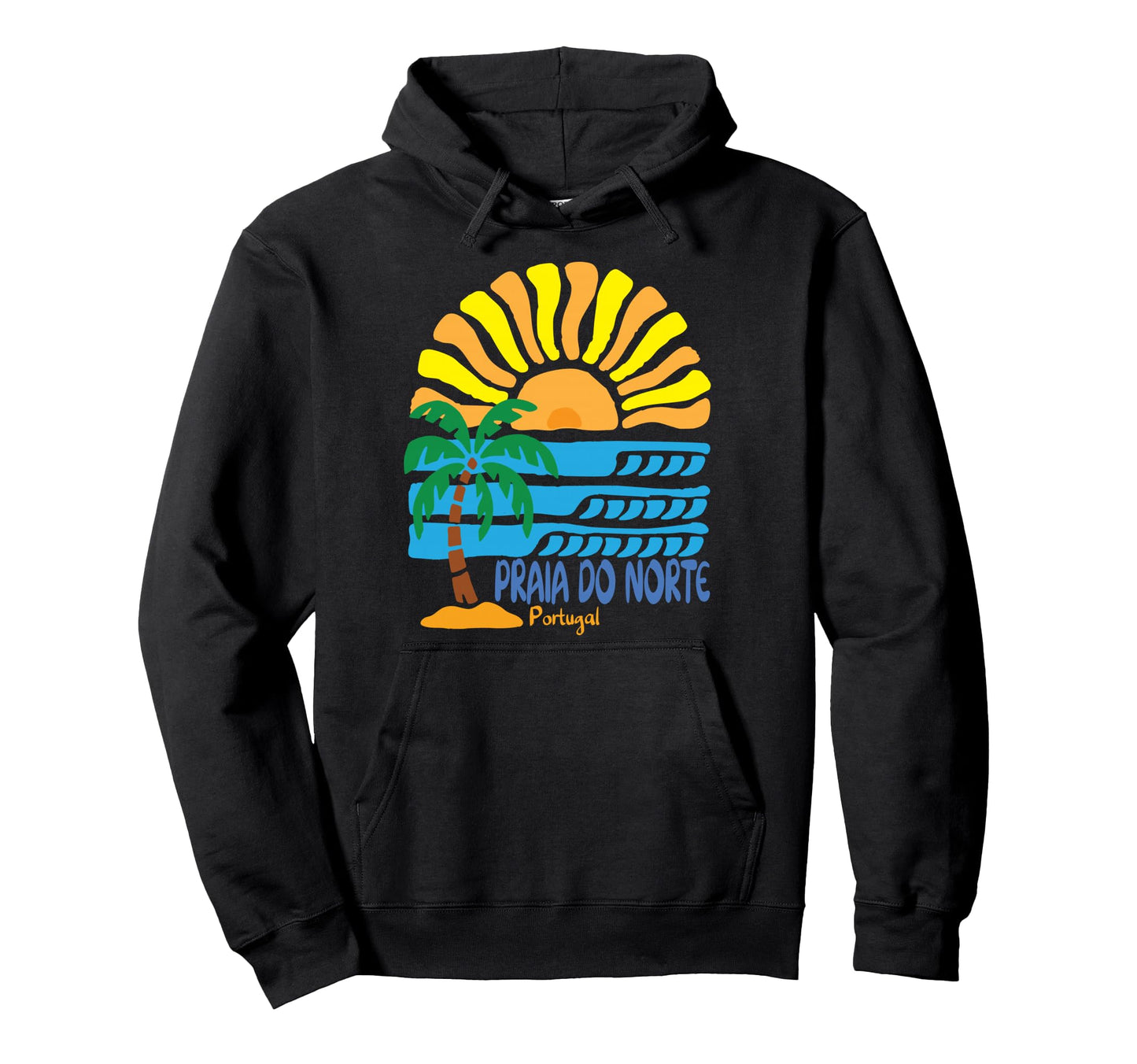 Praia Do Norte Portugal Boho Stamp Sun Hoodie - Fun Novelty Design Unisex - T-Shirt, Sweatshirt, Hoodie