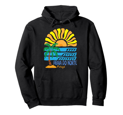 Praia Do Norte Portugal Boho Stamp Sun Hoodie - Fun Novelty Design Unisex - T-Shirt, Sweatshirt, Hoodie