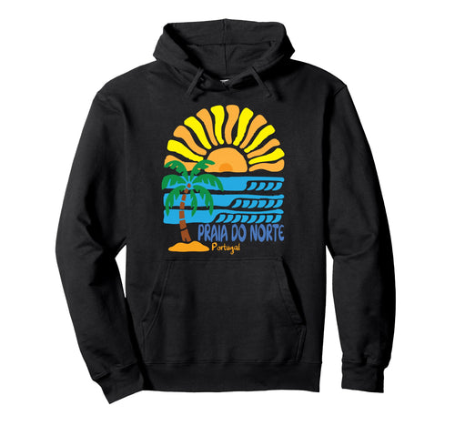 Praia Do Norte Portugal Boho Stamp Sun Hoodie - Fun Novelty Design Unisex - T-Shirt, Sweatshirt, Hoodie