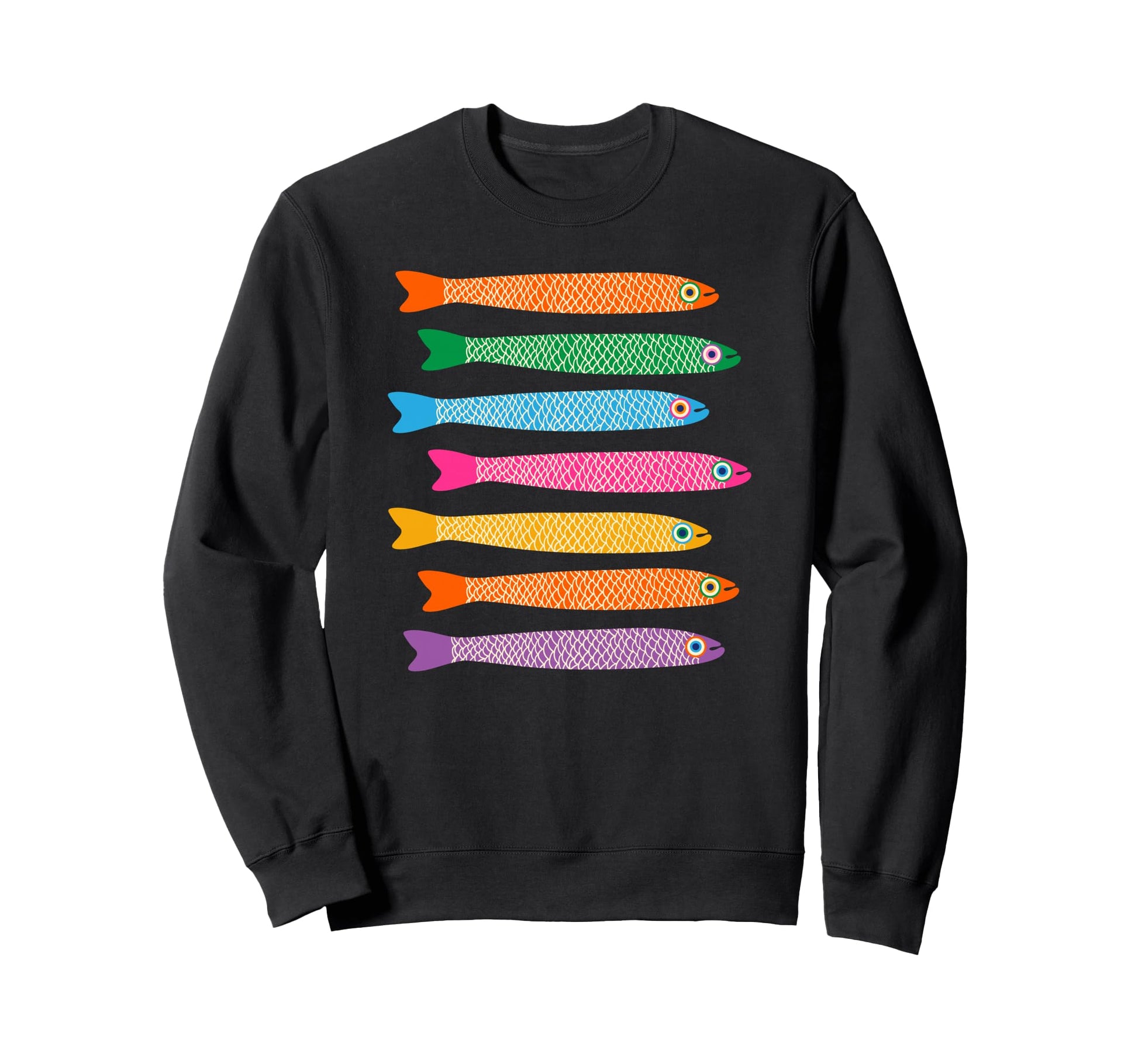 Anchovies Fun Fish Horizontal Rainbow Sweatshirt - Unique Graphic Unisex - T-Shirt, Sweatshirt, Hoodie