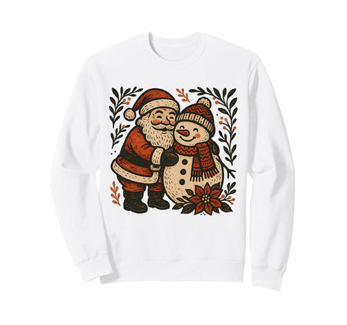 Snowman Santa Winter Boho Floral Sweatshirt - Trendy Graphic Unisex - T-Shirt, Sweatshirt, Hoodie