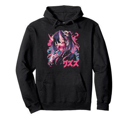 Goth Grunge Demon Anime Waifu Horror Alt Hoodie - Aesthetic Graphic Unisex - T-Shirt, Sweatshirt, Hoodie