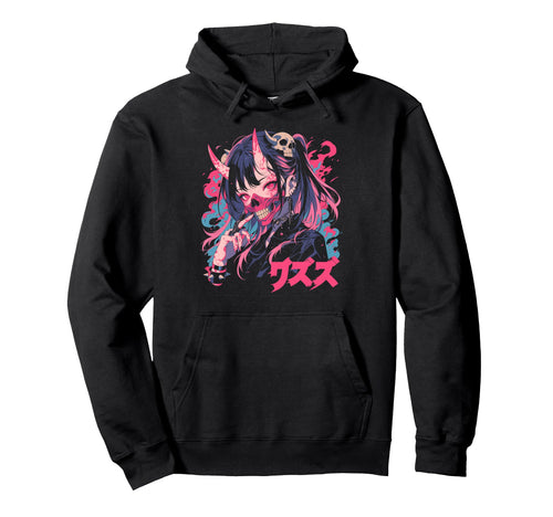 Goth Grunge Demon Anime Waifu Horror Alt Hoodie - Aesthetic Graphic Unisex - T-Shirt, Sweatshirt, Hoodie