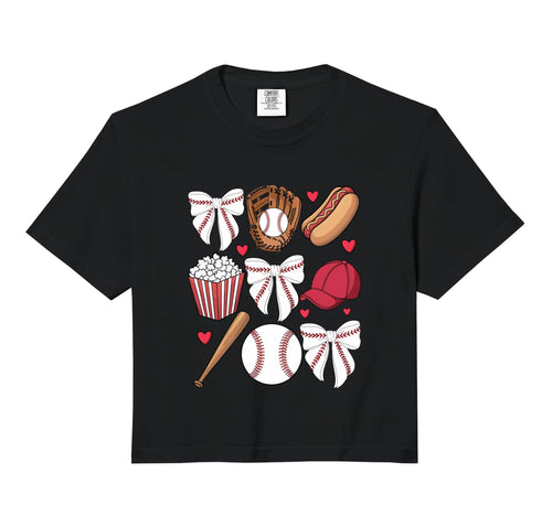 Baseball Coquette Bow Baseball Cheer T-Shirt - Aesthetic Graphic Men Women - T-Shirt, Sweatshirt, Hoodie