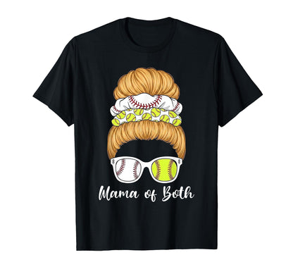 Messy Bun Mom Both Baseball Softball T-Shirt - Streetwear Style for Adults - T-Shirt, Sweatshirt, Hoodie