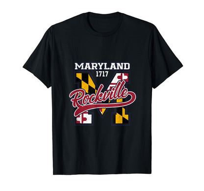 Rockville Maryland Flag Athletic T-Shirt - Fun Novelty Design for Adults - T-Shirt, Sweatshirt, Hoodie