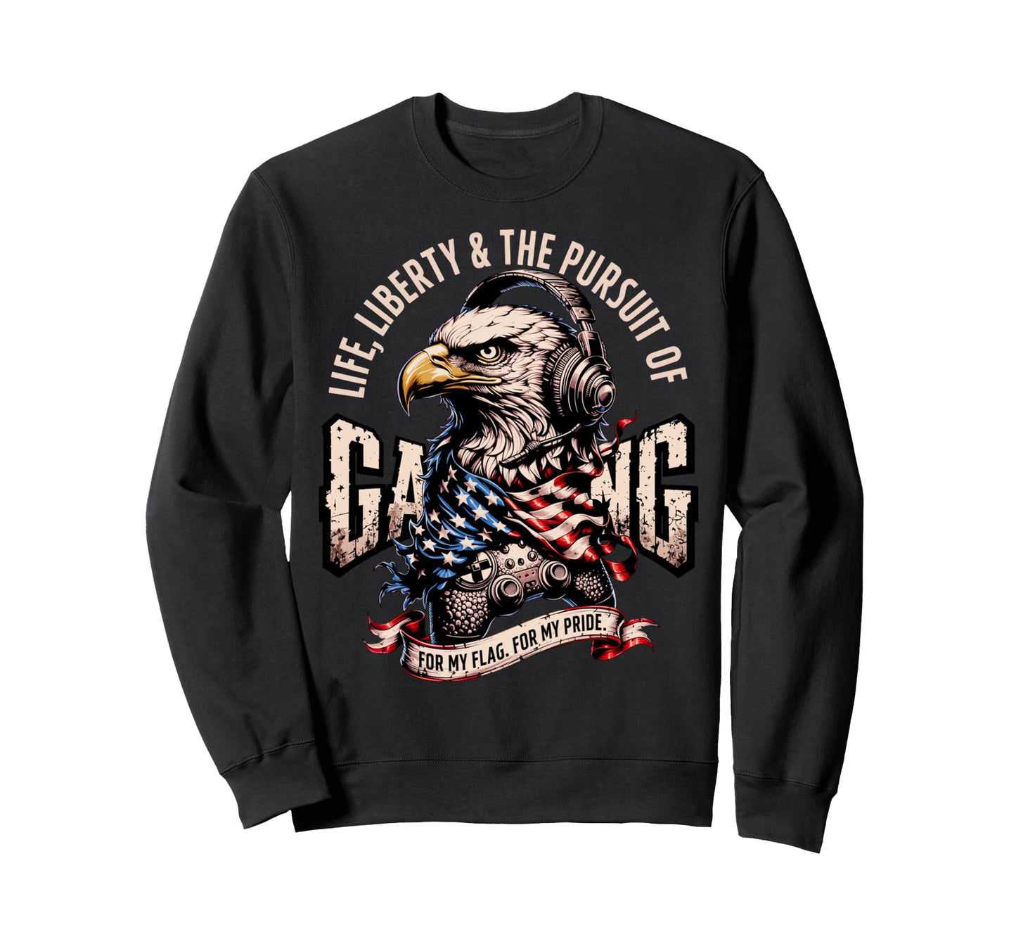 Funny Patriotic Usa Gamer Proud Video Sweatshirt - Custom Art Print Unisex - T-Shirt, Sweatshirt, Hoodie