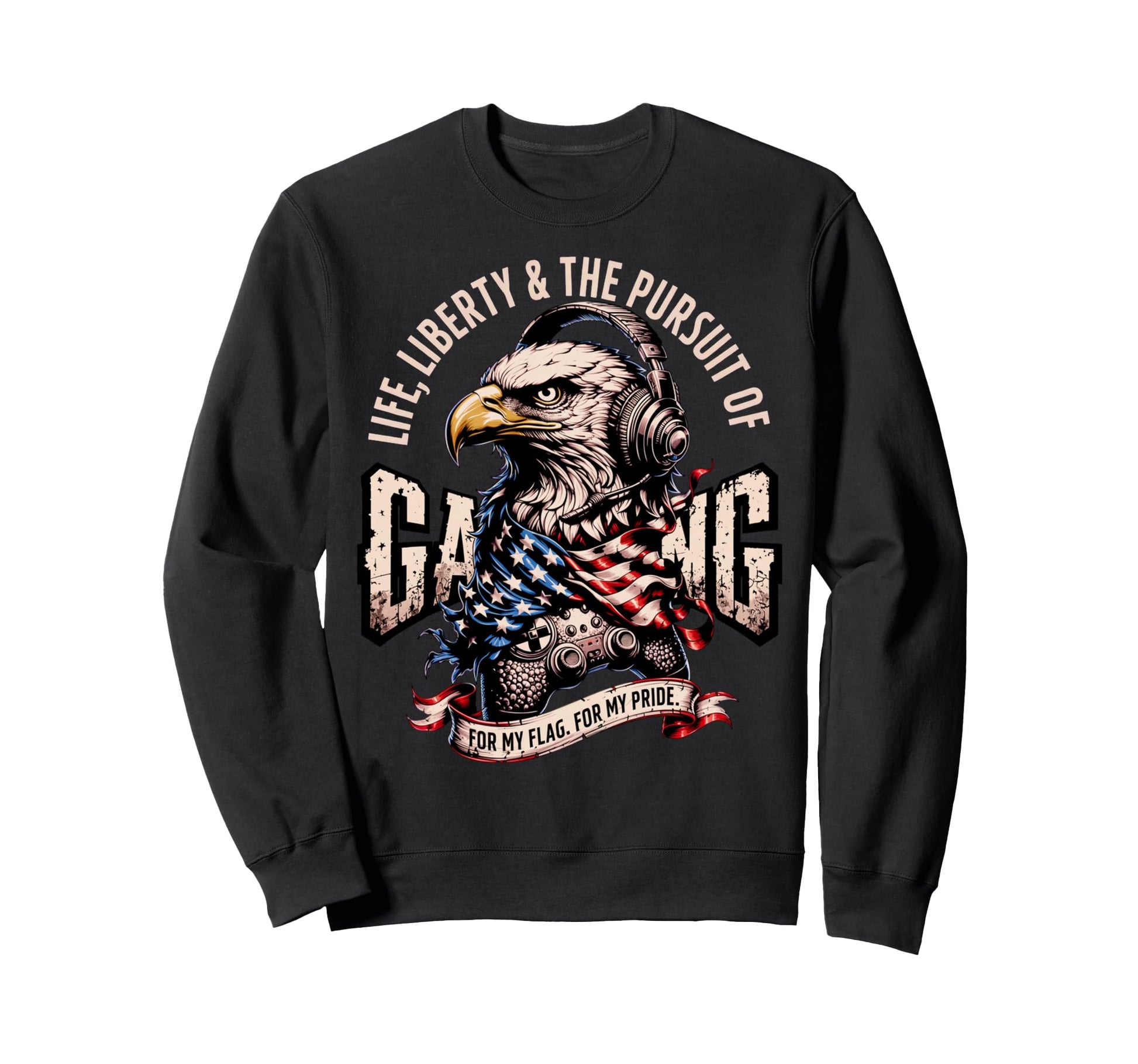 Funny Patriotic Usa Gamer Proud Video Sweatshirt - Custom Art Print Unisex - T-Shirt, Sweatshirt, Hoodie