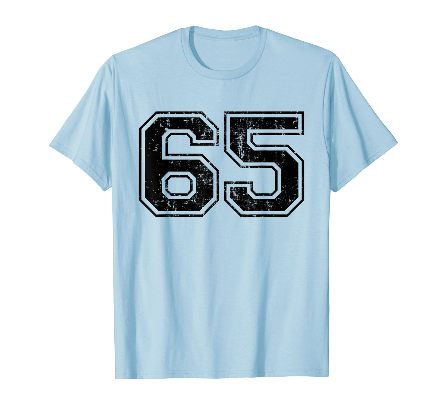 Number 65 Varsity Distressed Sport Team T-Shirt - Novelty Apparel Unisex - T-Shirt, Sweatshirt, Hoodie
