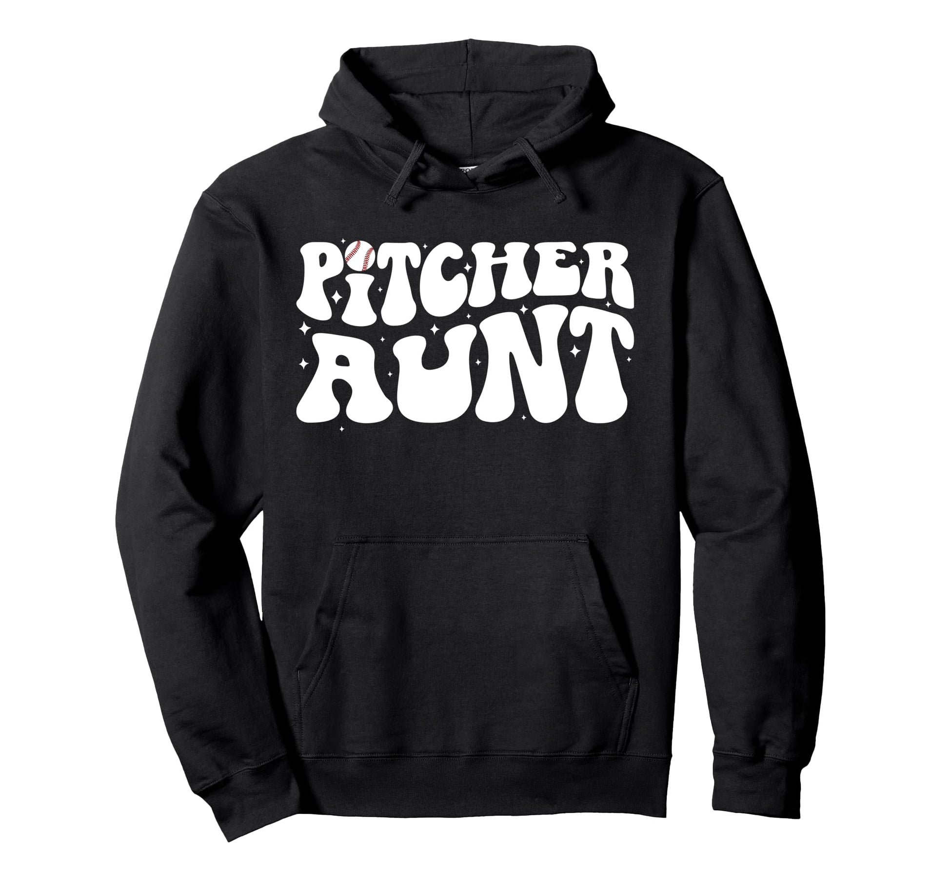 Baseball Pitcher Aunt Groovy Baseball Hoodie - Unique Graphic Unisex - T-Shirt, Sweatshirt, Hoodie