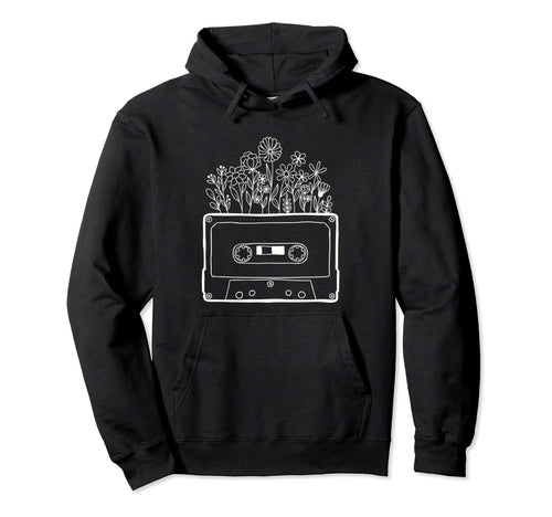 Floral Flower Cassette Tape Vinyl 80S Art Hoodie - Aesthetic Graphic Unisex - T-Shirt, Sweatshirt, Hoodie