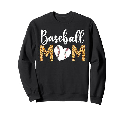 Baseball Mom Mothers Day Leopard Sweatshirt - Custom Art Print for Adults - T-Shirt, Sweatshirt, Hoodie