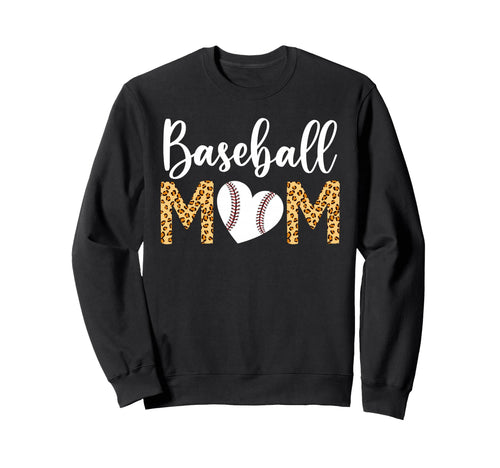 Baseball Mom Mothers Day Leopard Sweatshirt - Custom Art Print for Adults - T-Shirt, Sweatshirt, Hoodie