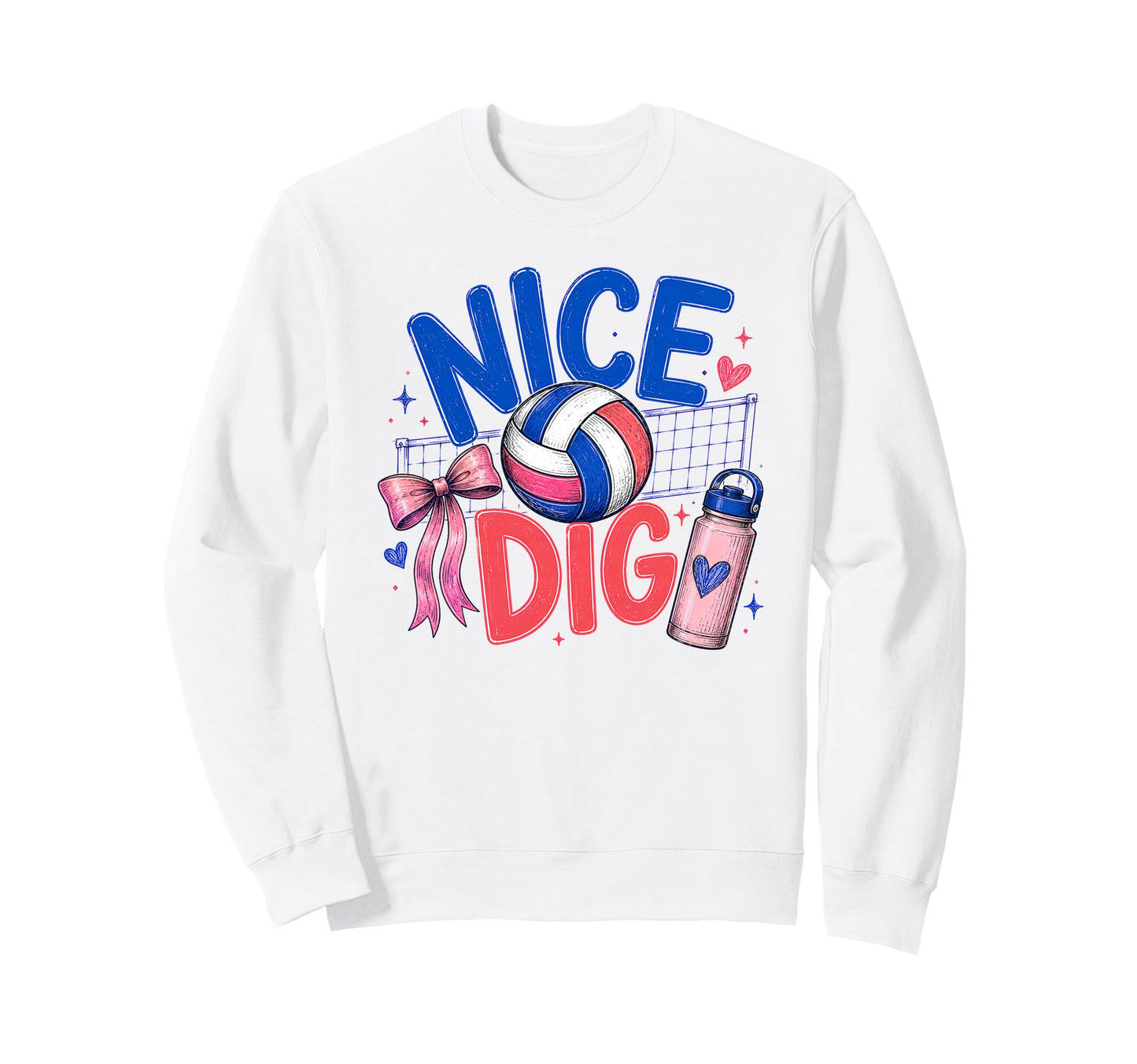 Volleyball Moms Doodle Nice Dig Sweatshirt - Novelty Apparel Unisex - T-Shirt, Sweatshirt, Hoodie