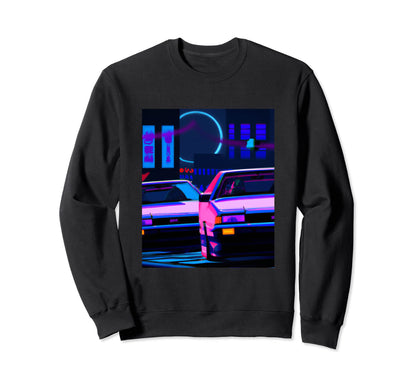 Vaporwave Car Synthwave City Sweatshirt - Trendy Graphic for Adults - T-Shirt, Sweatshirt, Hoodie
