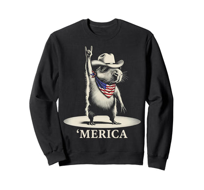 Usa Merica Capybara 4Th July Funny Sweatshirt - Novelty Apparel for Adults - T-Shirt, Sweatshirt, Hoodie