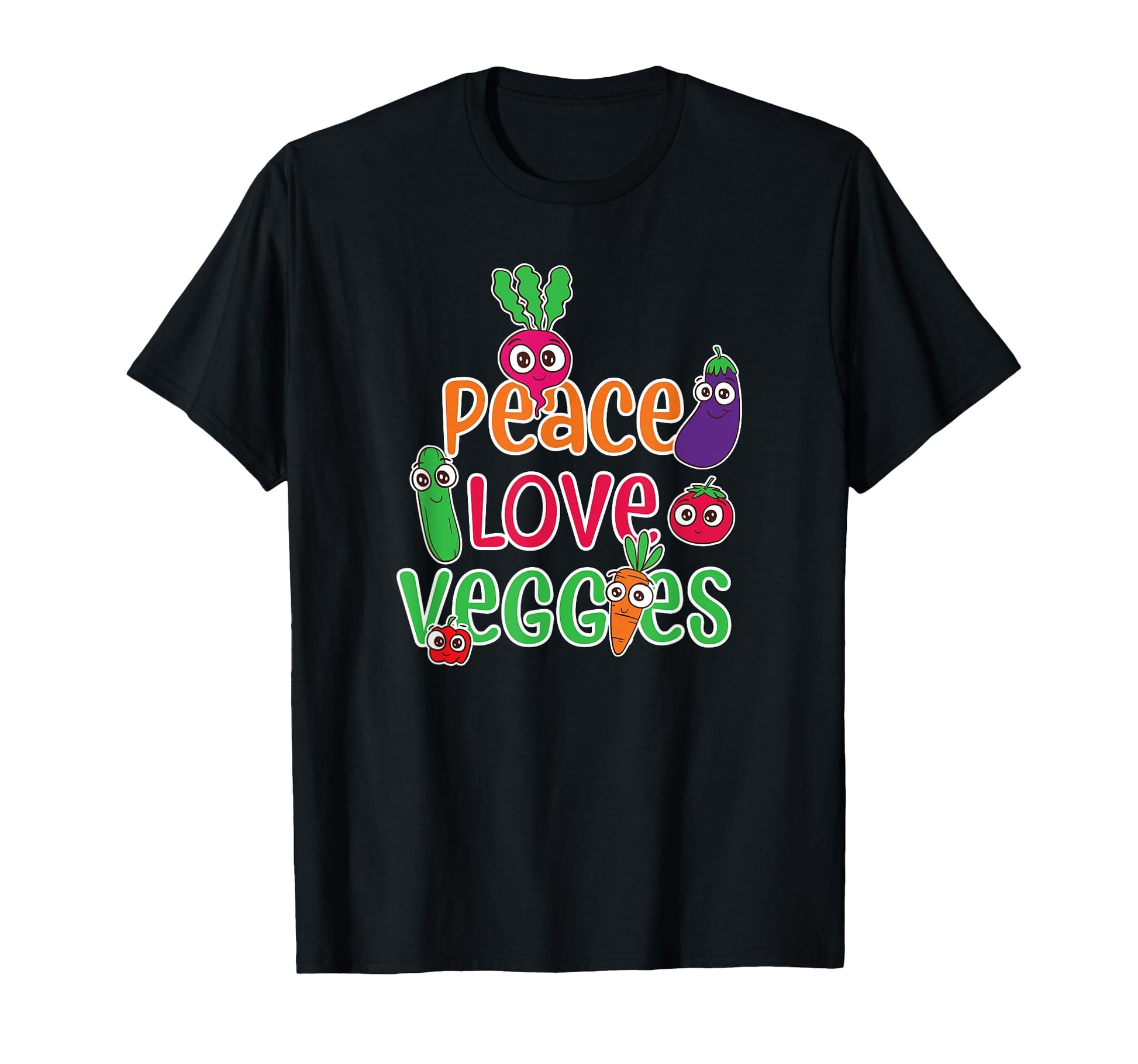 Peace Love Veggies Funny Vegan Veganism T-Shirt - Custom Art Print Unisex - T-Shirt, Sweatshirt, Hoodie