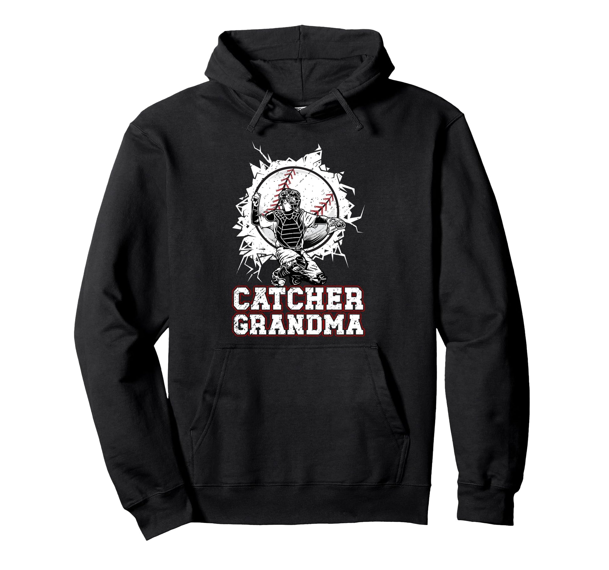 Baseball Catcher Grandma Baseball Hoodie - Trendy Graphic for Adults - T-Shirt, Sweatshirt, Hoodie