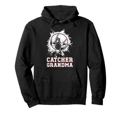 Baseball Catcher Grandma Baseball Hoodie - Trendy Graphic for Adults - T-Shirt, Sweatshirt, Hoodie