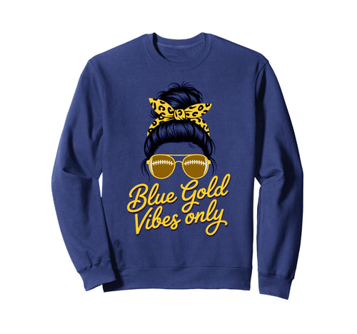 Blue Gold Vibes Only Spirit Week Sweatshirt - Minimalist Print for Adults - T-Shirt, Sweatshirt, Hoodie
