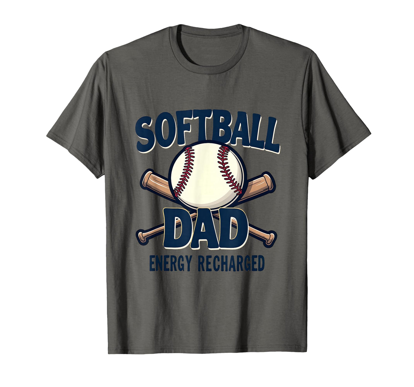 Softball Dad Energy Recharged Baseball T-Shirt - Graphic Print for Adults - T-Shirt, Sweatshirt, Hoodie