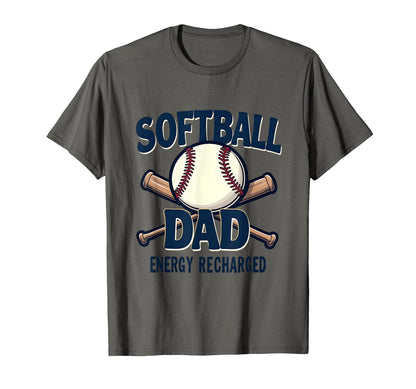 Softball Dad Energy Recharged Baseball T-Shirt - Graphic Print for Adults - T-Shirt, Sweatshirt, Hoodie
