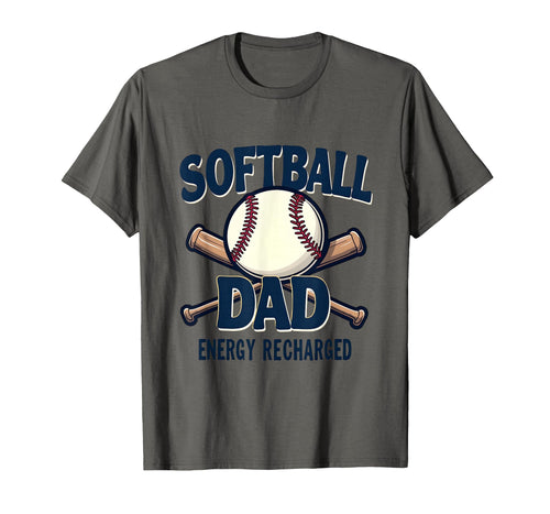 Softball Dad Energy Recharged Baseball T-Shirt - Graphic Print for Adults - T-Shirt, Sweatshirt, Hoodie