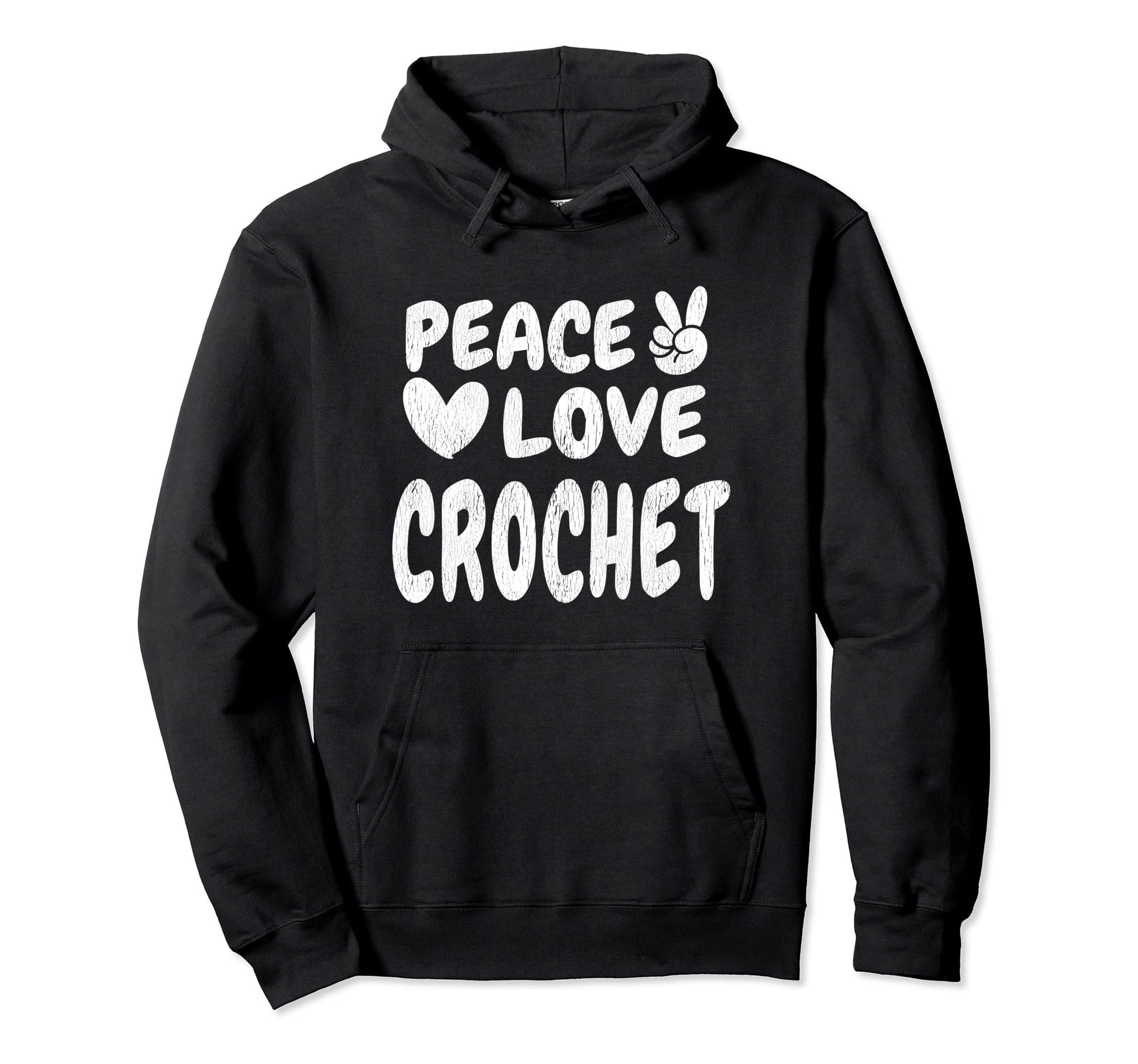 Peace Love Crochet Groovy 60S 70S Hoodie - Casual Everyday Wear Unisex - T-Shirt, Sweatshirt, Hoodie