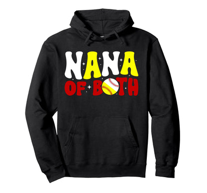 Nana Both Groovy Baseball Softball Nana Hoodie - Minimalist Print Unisex - T-Shirt, Sweatshirt, Hoodie