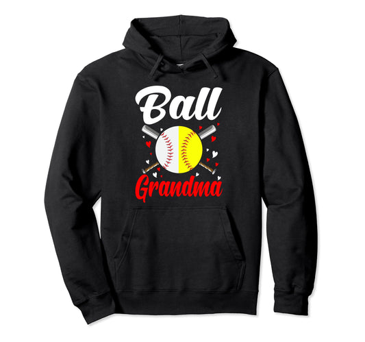 Ball Grandma Baseball Softball Hoodie - Novelty Apparel for Adults - T-Shirt, Sweatshirt, Hoodie