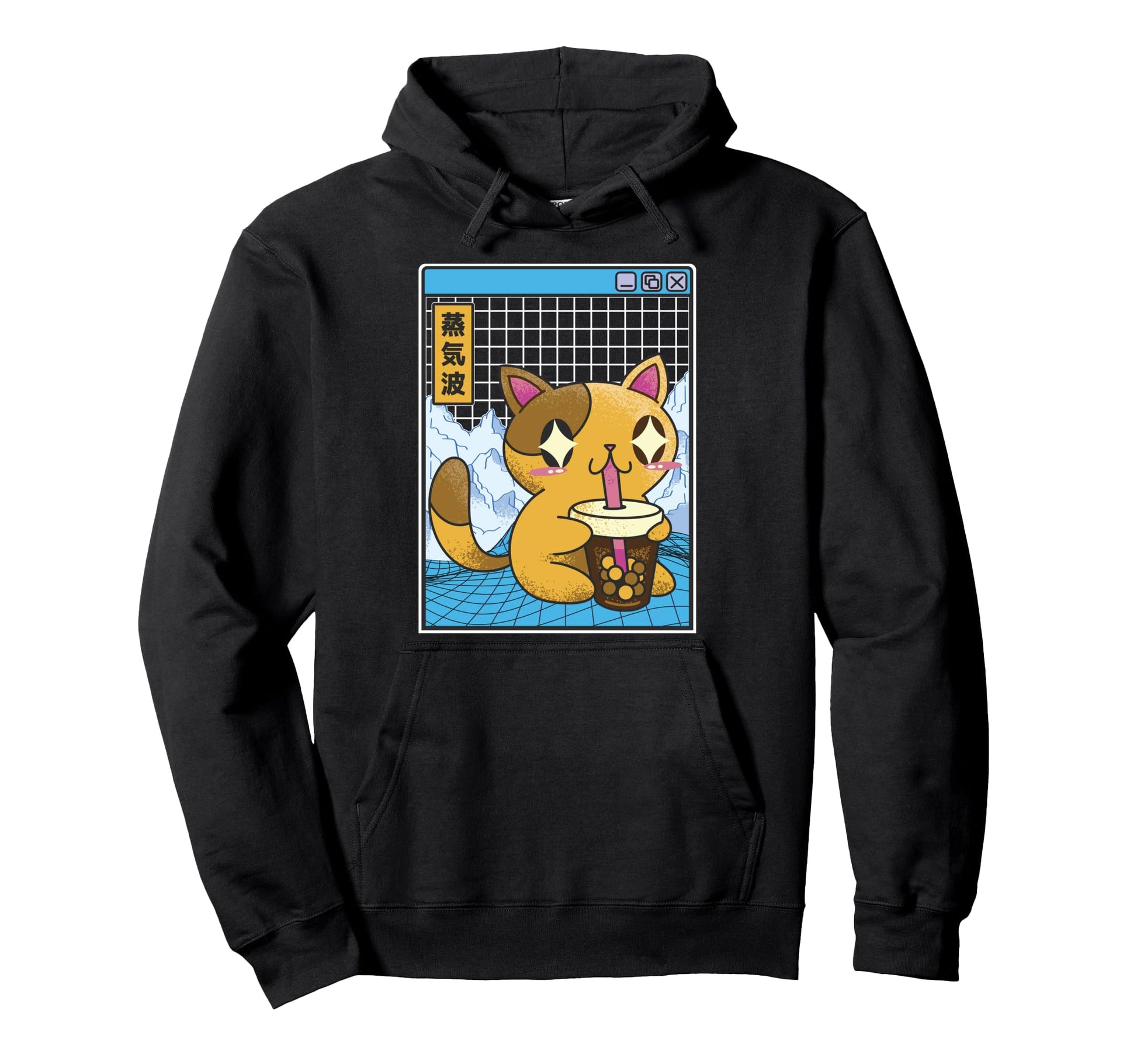 Cat Drinking Bubble Tea Kawaii Hoodie - Unique Graphic for Adults - T-Shirt, Sweatshirt, Hoodie