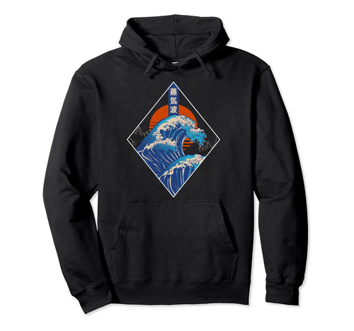 Big Wave Vaporwave Aesthetic 80S Anime Hoodie - Unique Graphic for Adults - T-Shirt, Sweatshirt, Hoodie