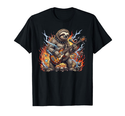Sloth Playing Electric Guitar Rock T-Shirt - Unique Graphic for Adults - T-Shirt, Sweatshirt, Hoodie