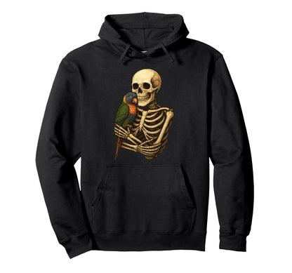 Skeleton Hugging Rainbow Lorikeet Hoodie - Casual Everyday Wear for Adults - T-Shirt, Sweatshirt, Hoodie