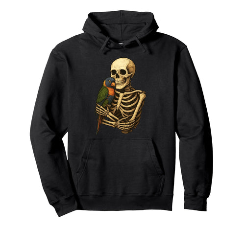 Skeleton Hugging Rainbow Lorikeet Hoodie - Casual Everyday Wear for Adults - T-Shirt, Sweatshirt, Hoodie