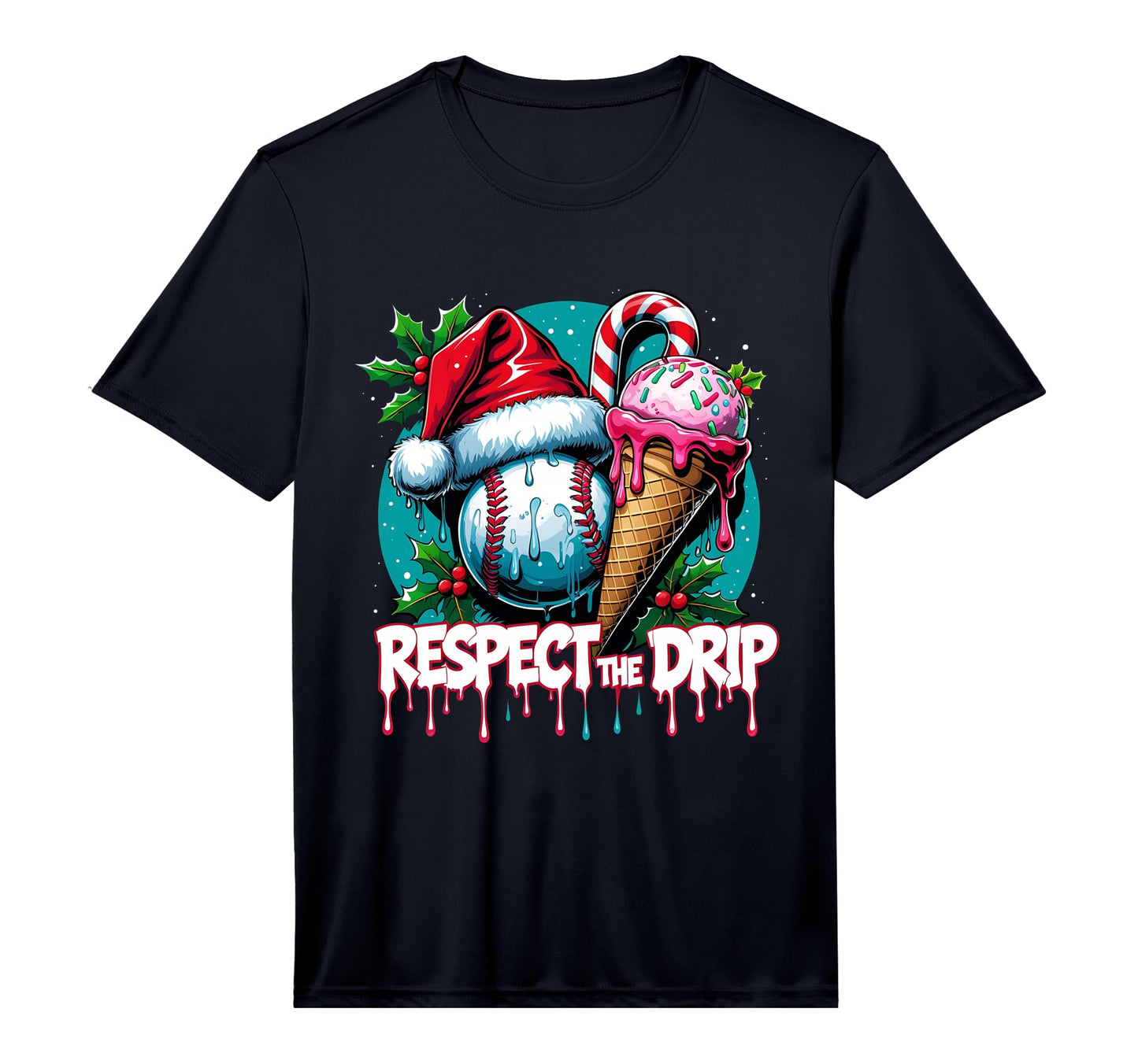 Mens Respect Drip Baseball Holiday T-Shirt - Custom Art Print for Adults - T-Shirt, Sweatshirt, Hoodie