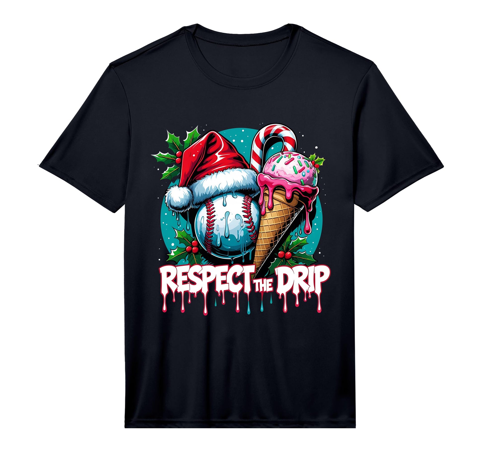 Mens Respect Drip Baseball Holiday T-Shirt - Custom Art Print for Adults - T-Shirt, Sweatshirt, Hoodie