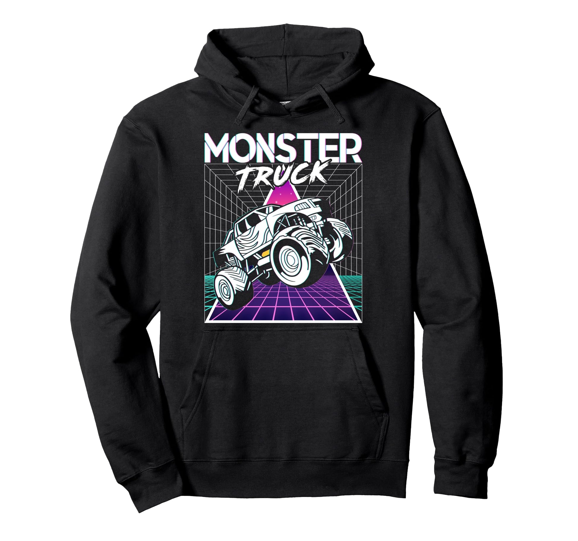 Vaporwave Aesthetic Monster Truck Hoodie - Trendy Graphic for Adults - T-Shirt, Sweatshirt, Hoodie