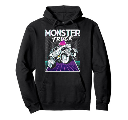 Vaporwave Aesthetic Monster Truck Hoodie - Trendy Graphic for Adults - T-Shirt, Sweatshirt, Hoodie