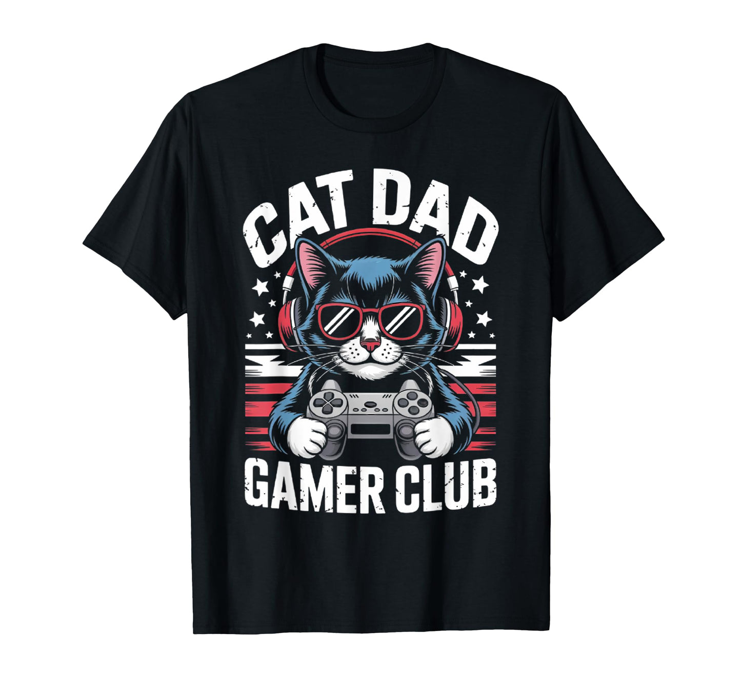 Funny Cat Dad Gamer Club Him Video Game T-Shirt - Unique Graphic Unisex - T-Shirt, Sweatshirt, Hoodie