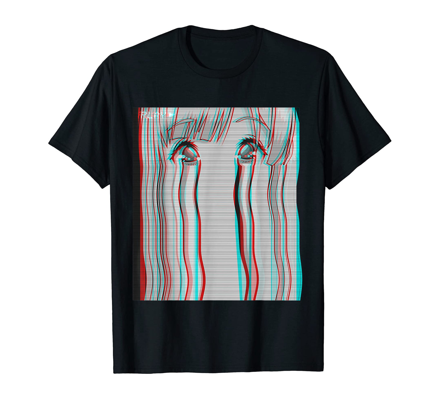 Sad Anime Anime Eyes Vaporwave T-Shirt - Minimalist Print for Adults - T-Shirt, Sweatshirt, Hoodie