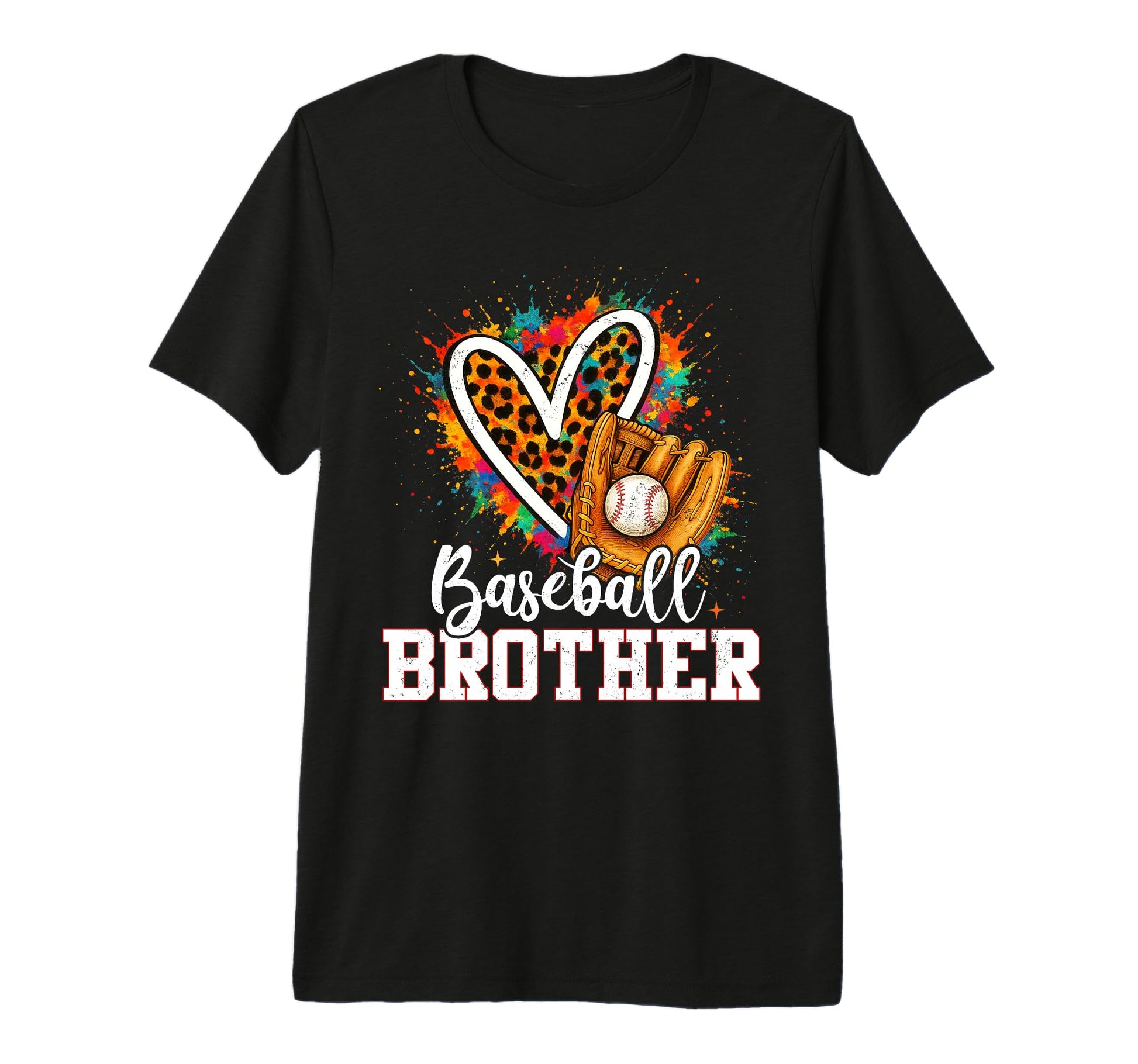 Baseball Brother Leopard Heart T-Shirt - Casual Everyday Wear for Adults - T-Shirt, Sweatshirt, Hoodie