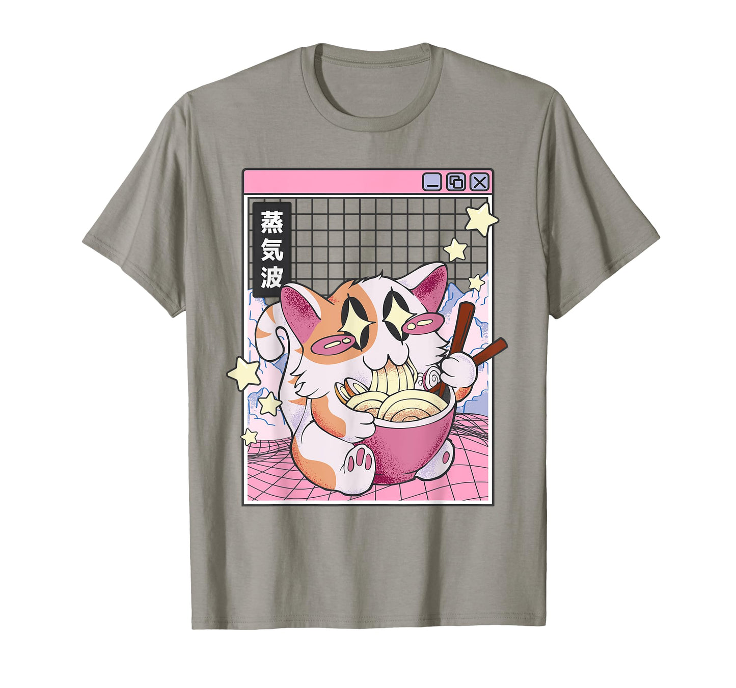 Cat Ramen Noodles Kawaii Vaporwave T-Shirt - Casual Everyday Wear Unisex - T-Shirt, Sweatshirt, Hoodie