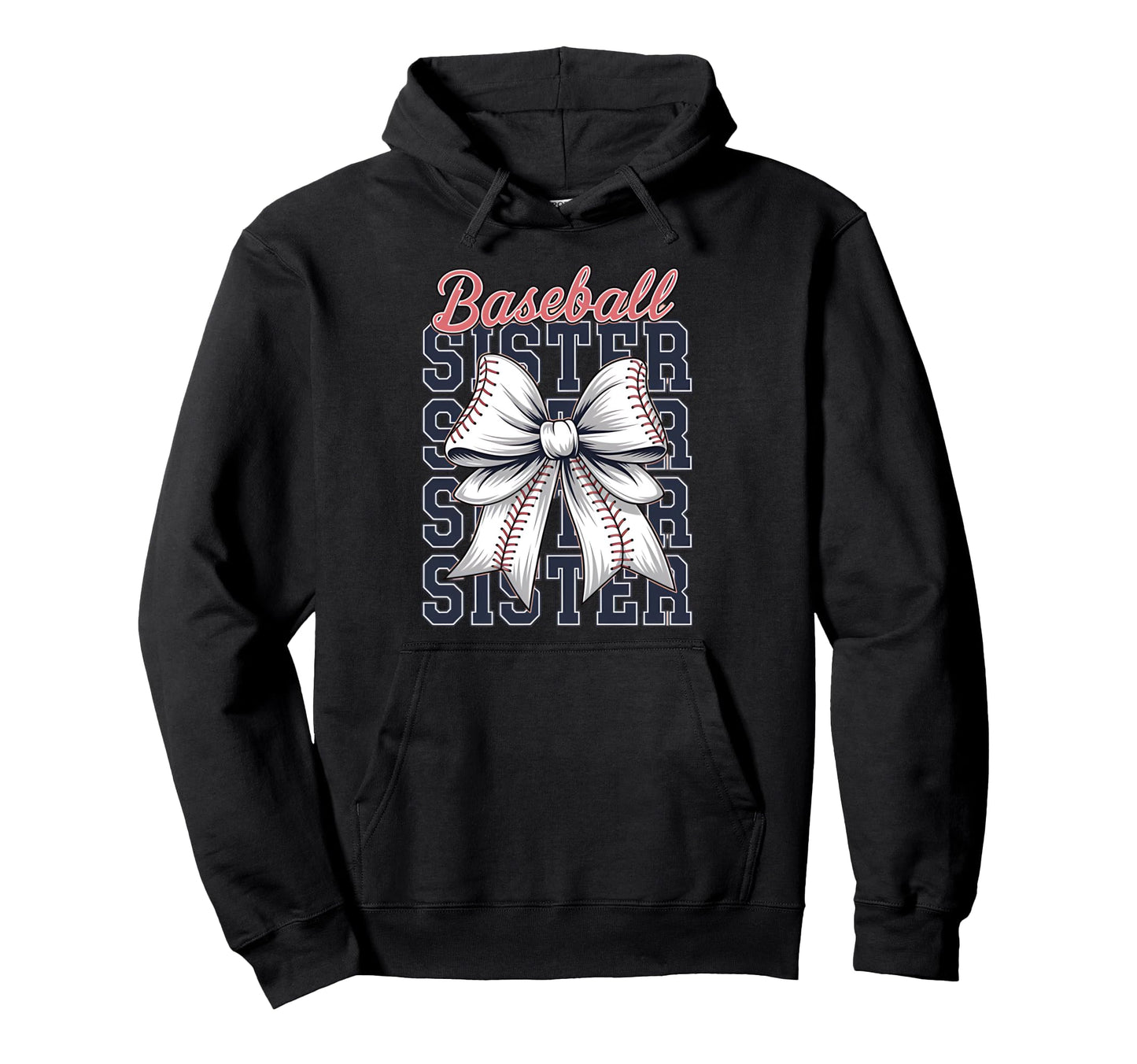 Baseball Sister Coquette Bow Hoodie - Streetwear Style for Adults - T-Shirt, Sweatshirt, Hoodie