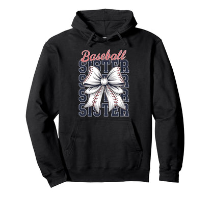Baseball Sister Coquette Bow Hoodie - Streetwear Style for Adults - T-Shirt, Sweatshirt, Hoodie