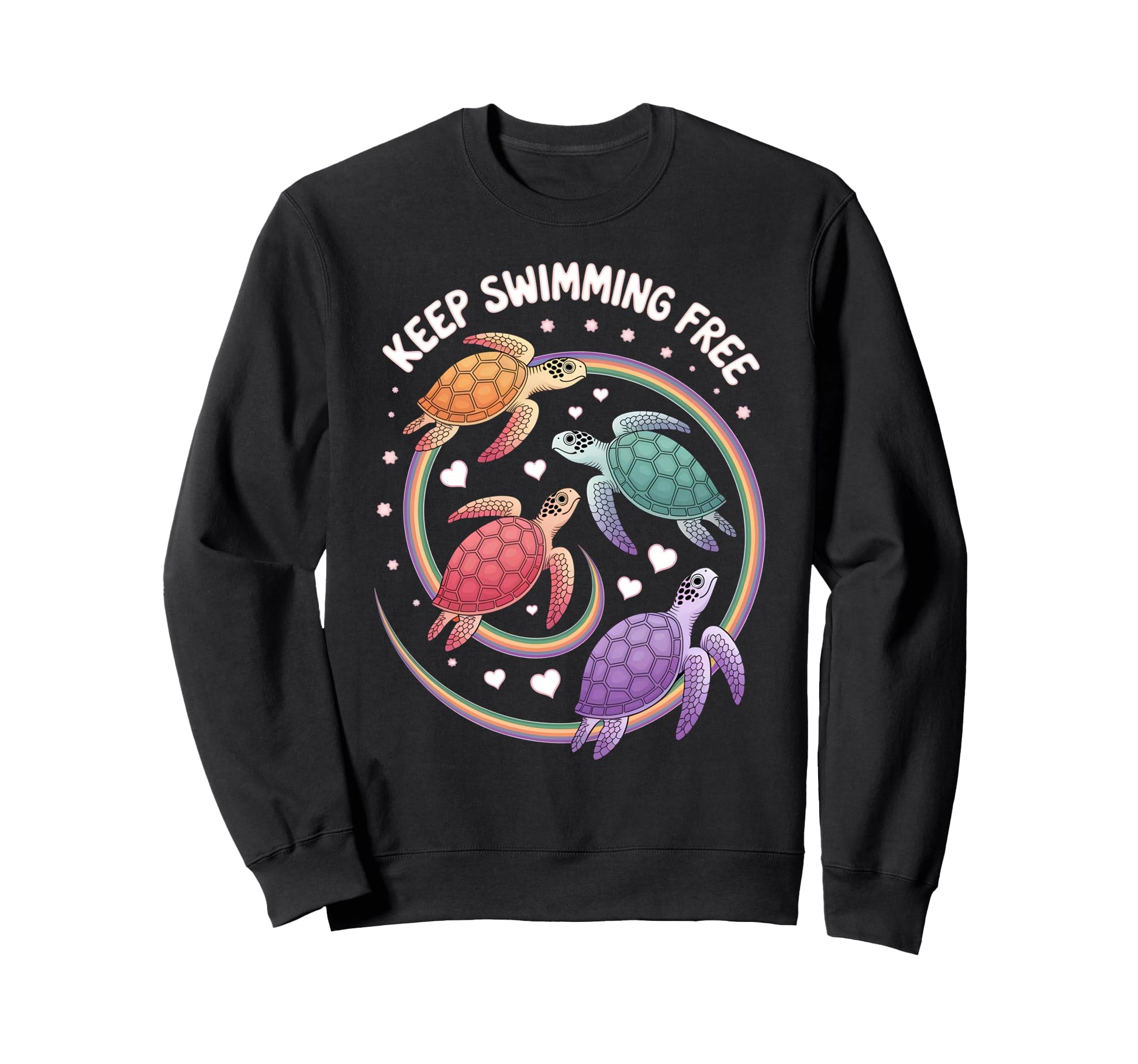 Rainbow Sea Turtles Ocean Sweatshirt - Fun Novelty Design for Adults - T-Shirt, Sweatshirt, Hoodie