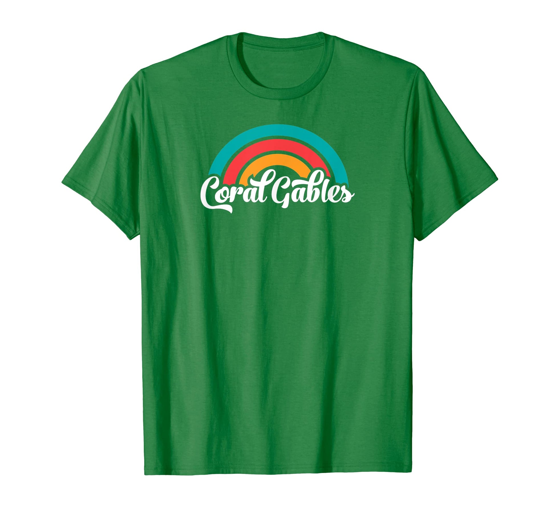 Coral Gables Fl Script Rainbow T-Shirt - Trendy Graphic Men Women - T-Shirt, Sweatshirt, Hoodie