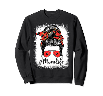 Hockey Mom Life Messy Bun Game Day Sweatshirt - Unique Graphic Men Women - T-Shirt, Sweatshirt, Hoodie